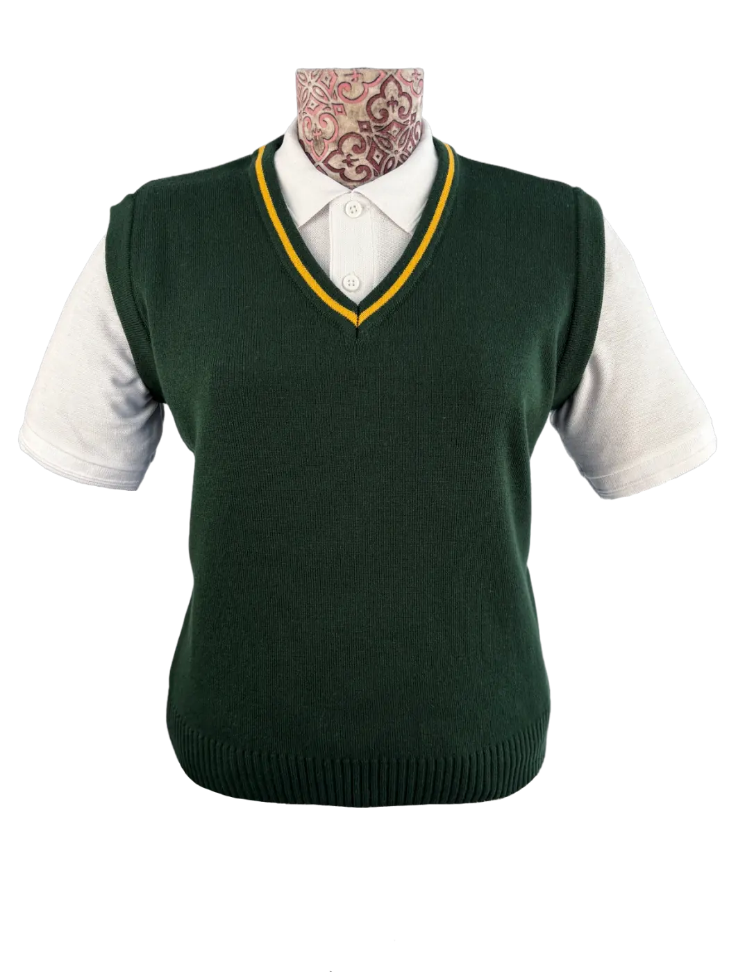 Green knitted school vest sample