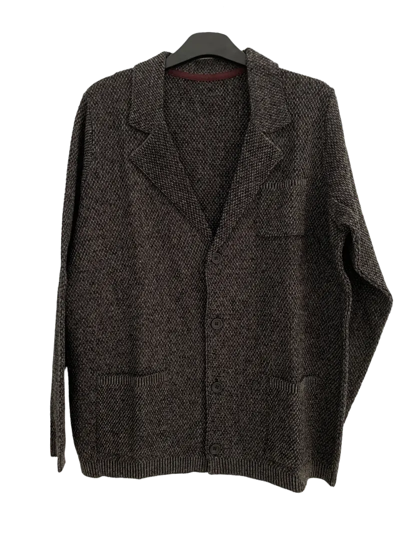 Brown marl knitted blazer with notch lapels