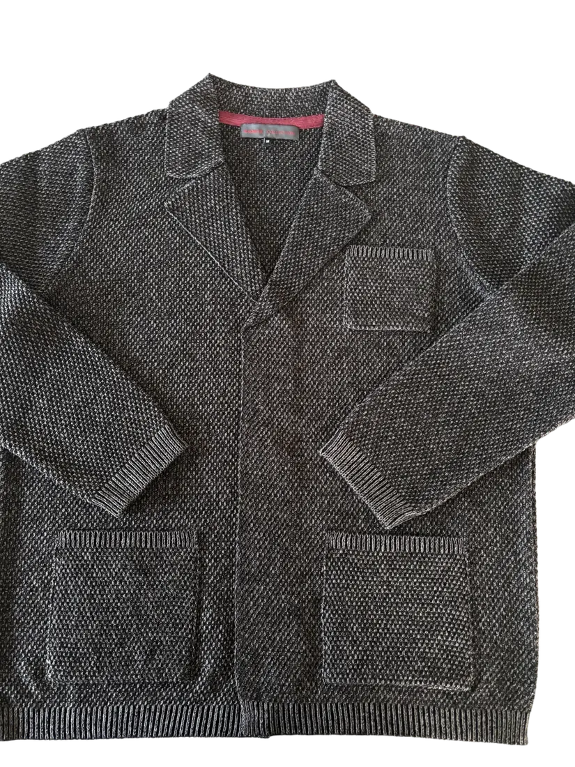 Charcoal marl knitted blazer with patch pockets