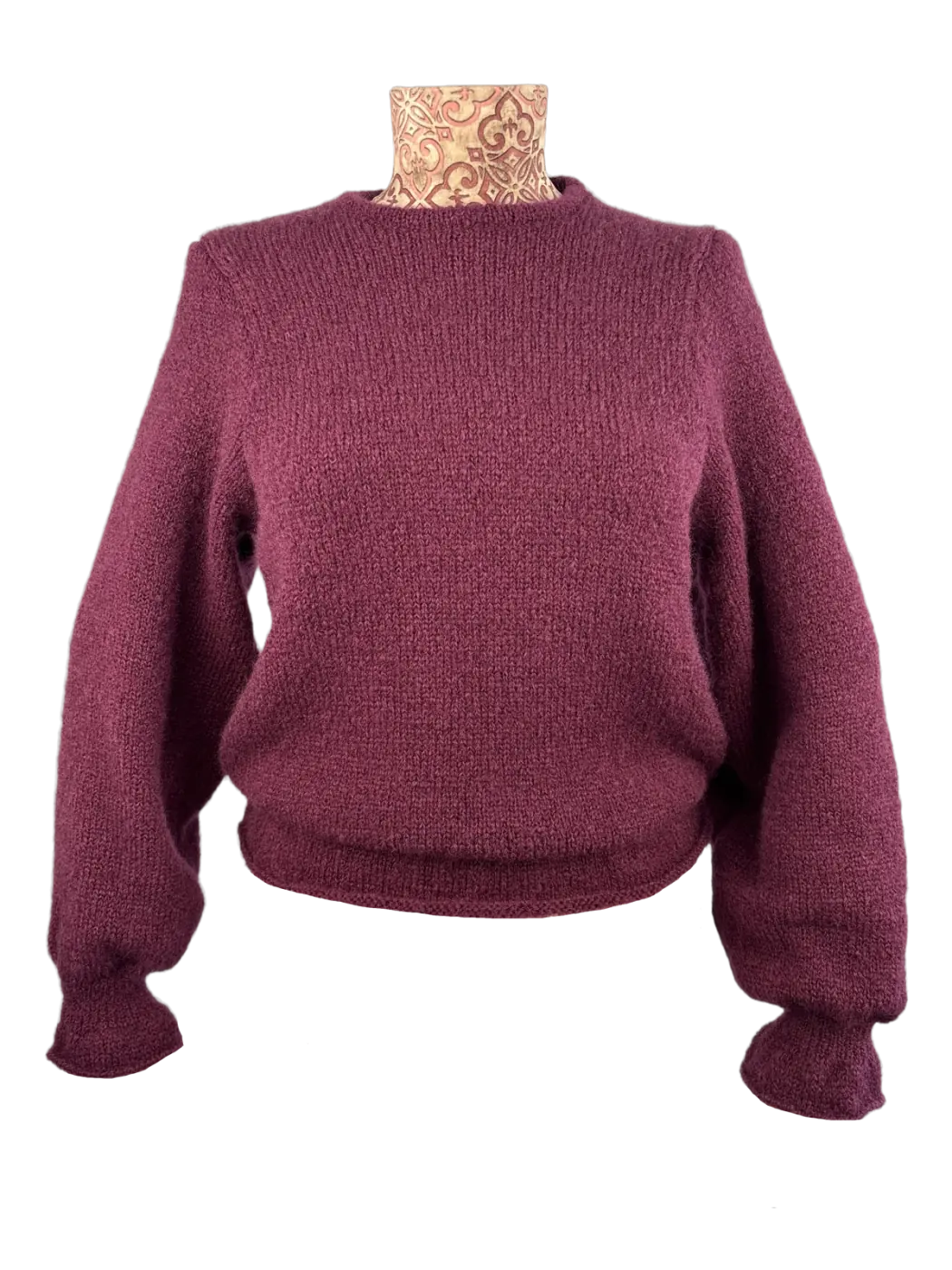Burgundy knitted sweater sample on mannequin