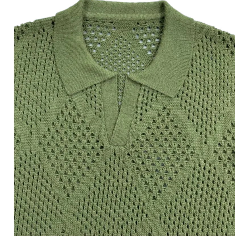 Green knitted polo shirt