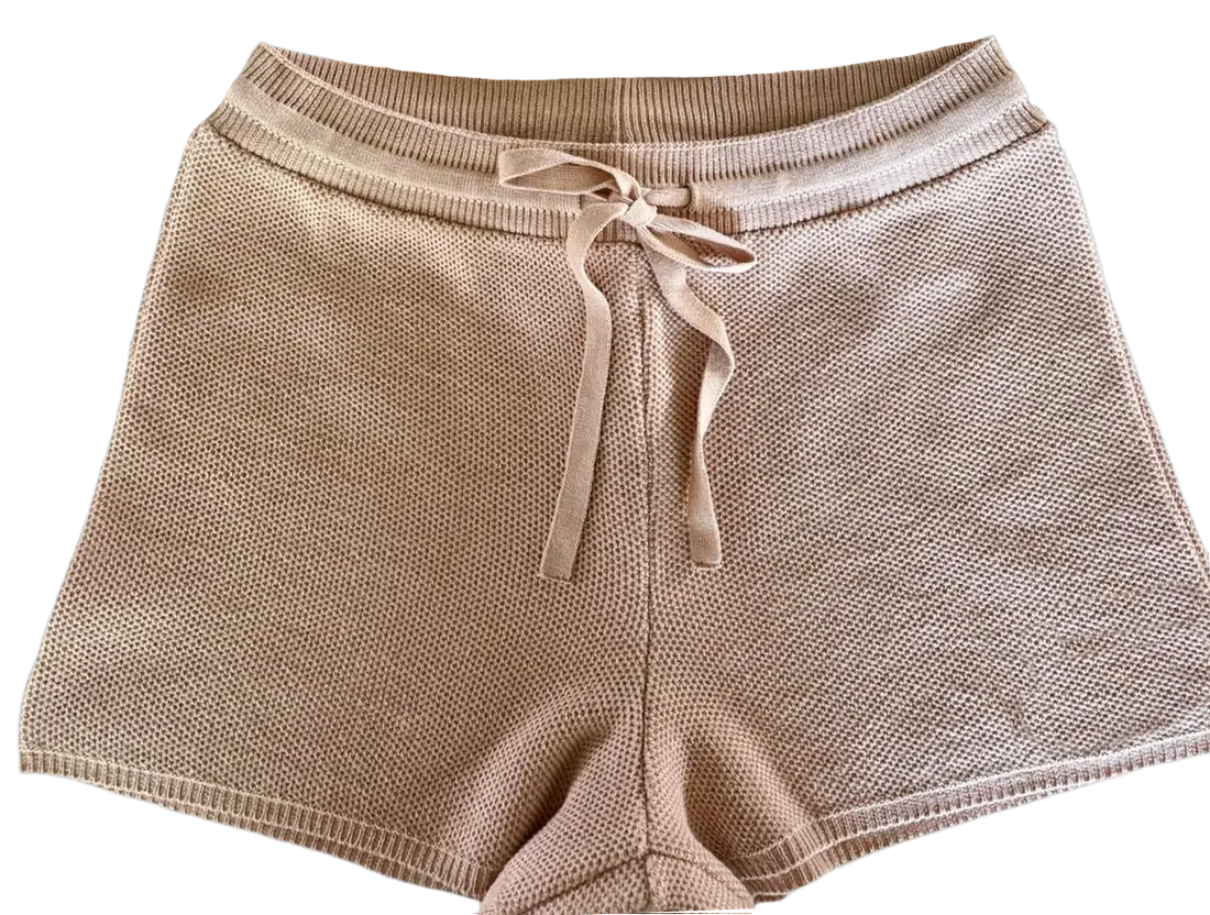 Knitted trousers with ribbed waistband