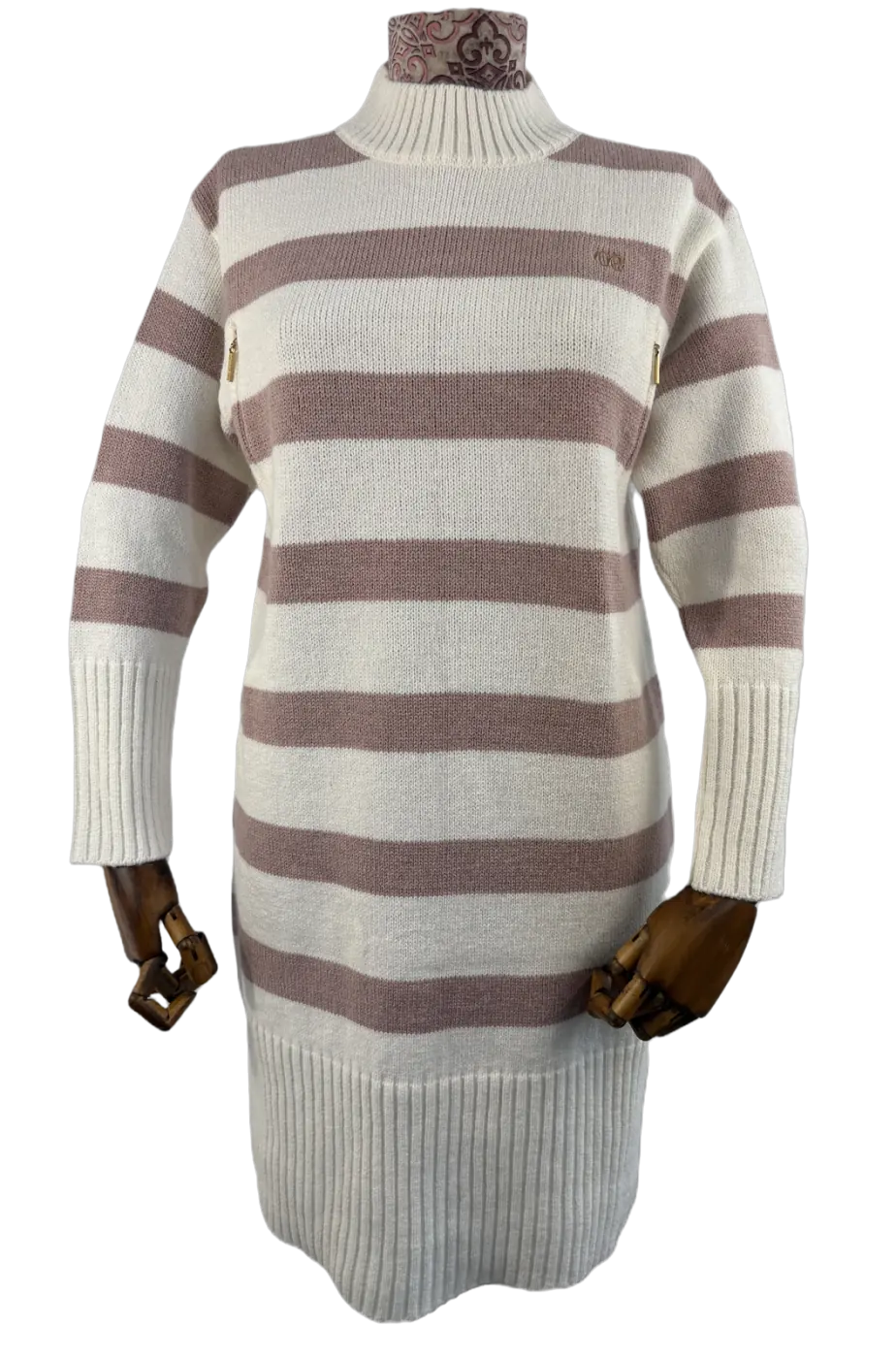 Striped fine-gauge turtleneck knitwear sample