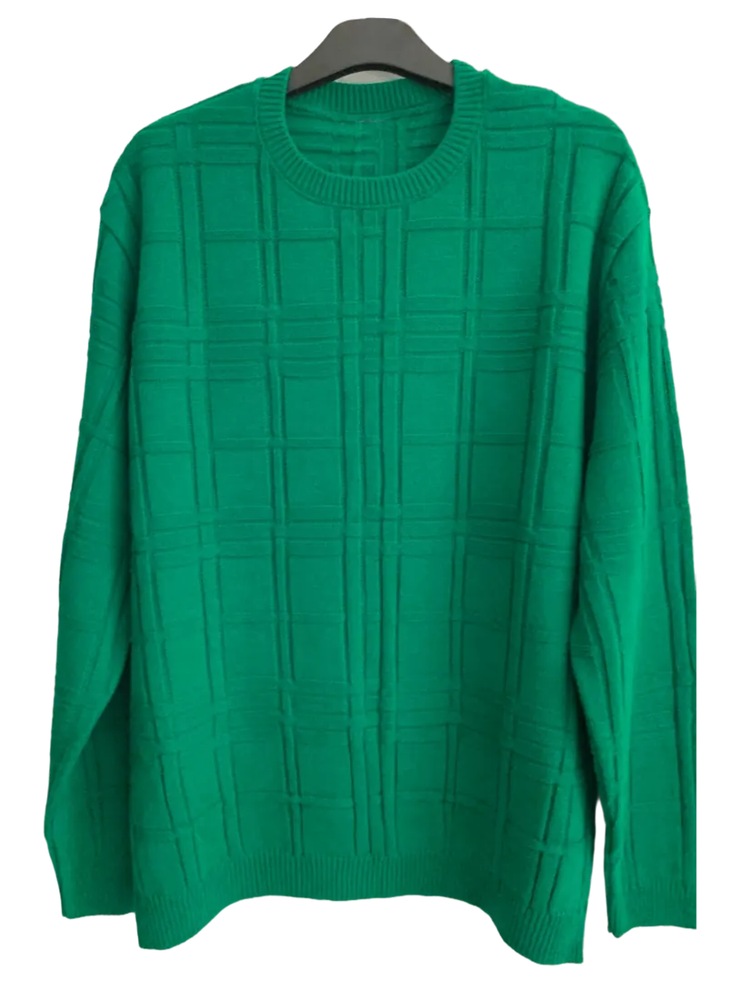 Green cable knit sweater