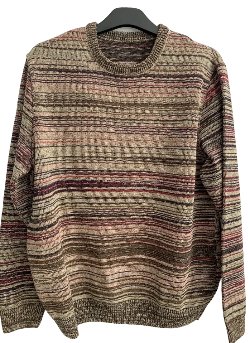 Knitted sweater with contrast stripes