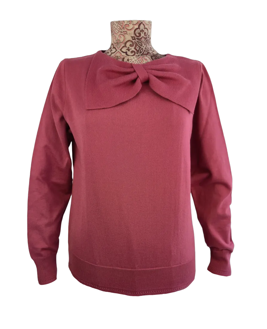 Pink knitted sweater with tie detail
