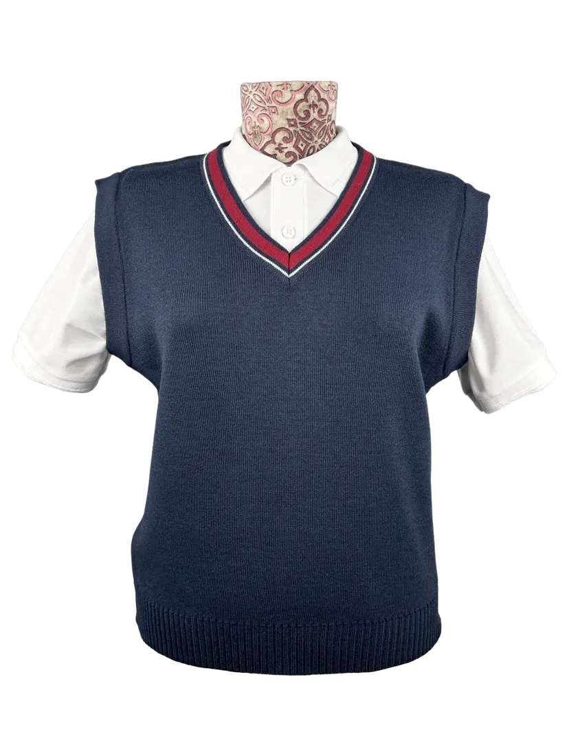 Navy knitted vest for school uniform programmes